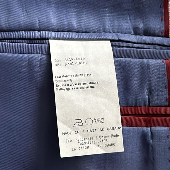 Westport Black Windowpane Grey/Blue 2 Button Wool/Silk Unlined Sports coat 44XL - Picture 12 of 15